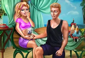 Игра Элли делают предложение на пляже