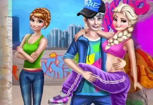 Игра Анна и Эльза на уличных танцах