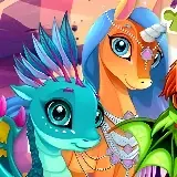 Игра Милые единороги и драконы пазлы
