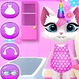 Игра Ежедневный уход за котенком Единорогом онлайн
